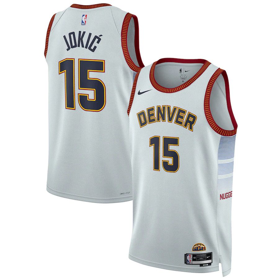 Men Denver Nuggets 15 Nikola Jokic Nike Silver City Edition 2022-23 Swingman NBA Jersey